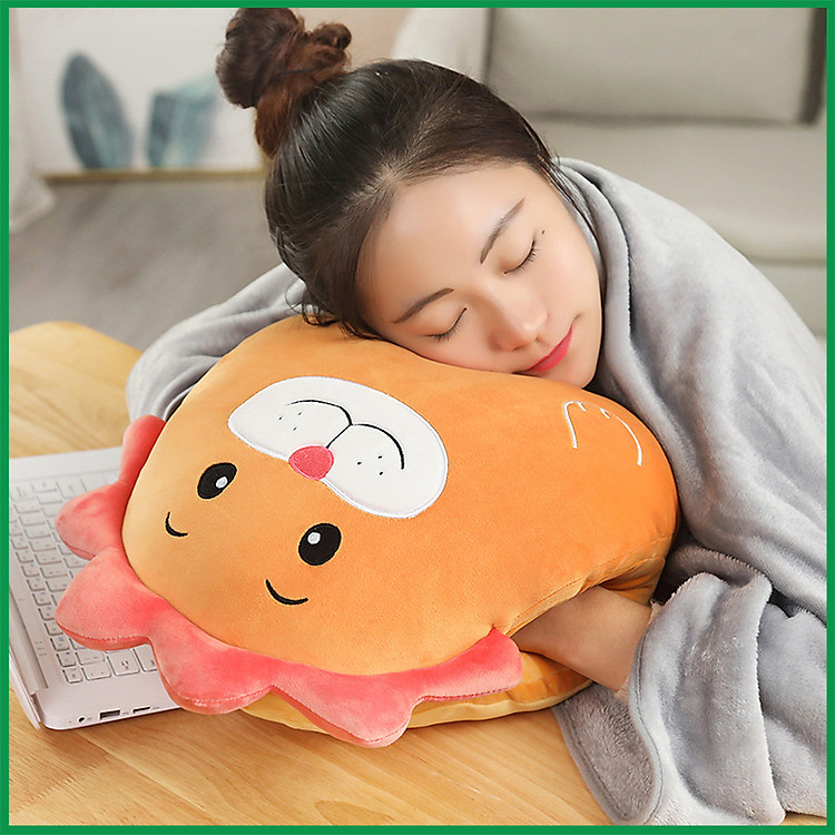 Bộ Chăn Gối Văn Phòng 3 Trong 1 Sư Tử Cam - Siêu Mềm Mại