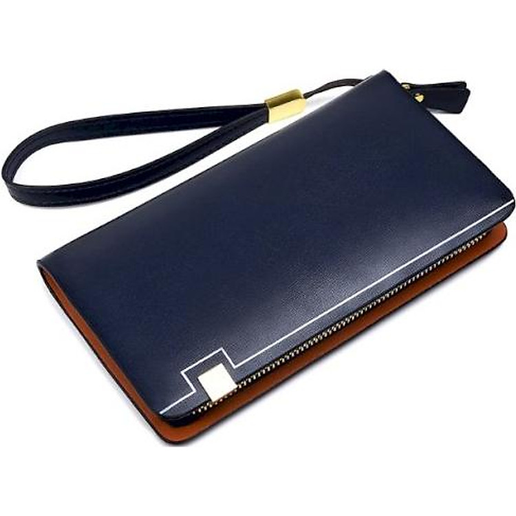 Ví Da Nam Cầm Tay HT004 (Màu xanh đen)