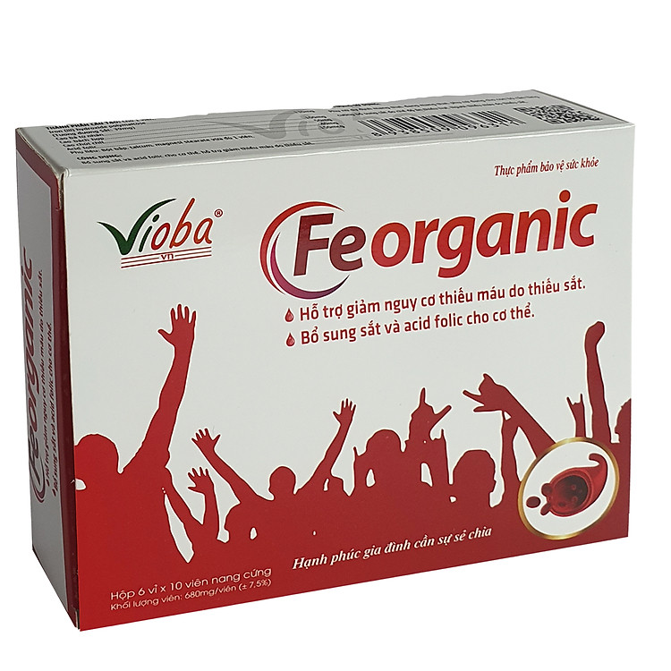 Hỗ trợ giảm nguy cơ thiếu máu do thiếu sắt. Bổ sung sắt và acid folic cho cơ thể. Dùng cho phụ nữ có thai, cho con bú, trẻ nhỏ, dùng sau phẫu thuật. Sắt hữu cơ Feorganic 60 viên/ Hộp.