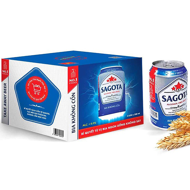 Bia Sagota Không Cồn 330ml- Pack 4 Lon