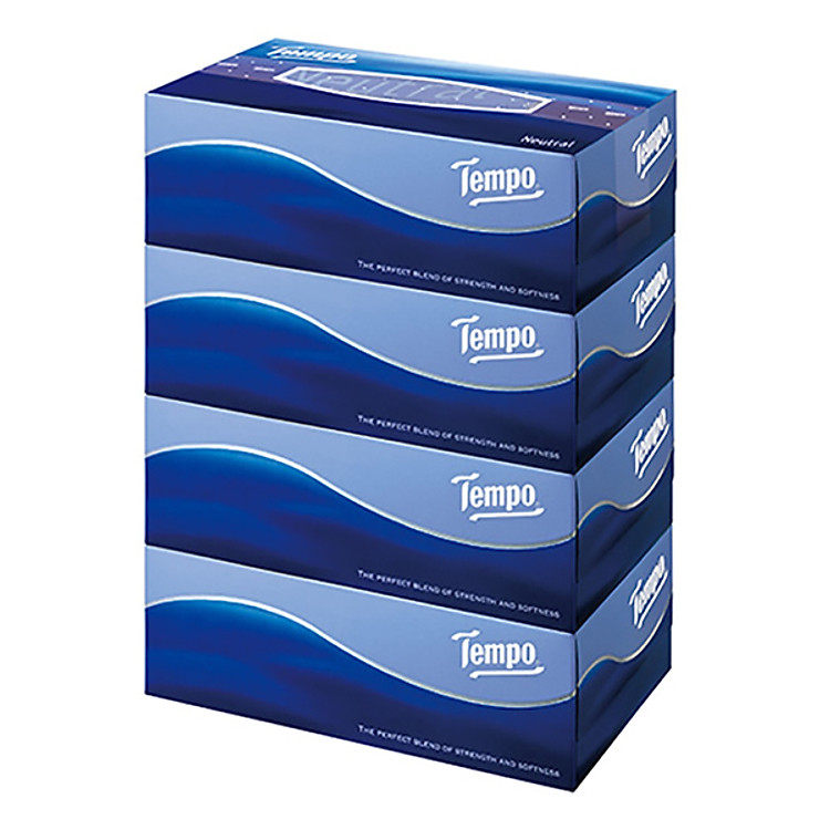 Combo 4 Hộp Khăn Giấy Tempo Neutral 3 Lớp (90 Tờ/1 Hộp x 4)