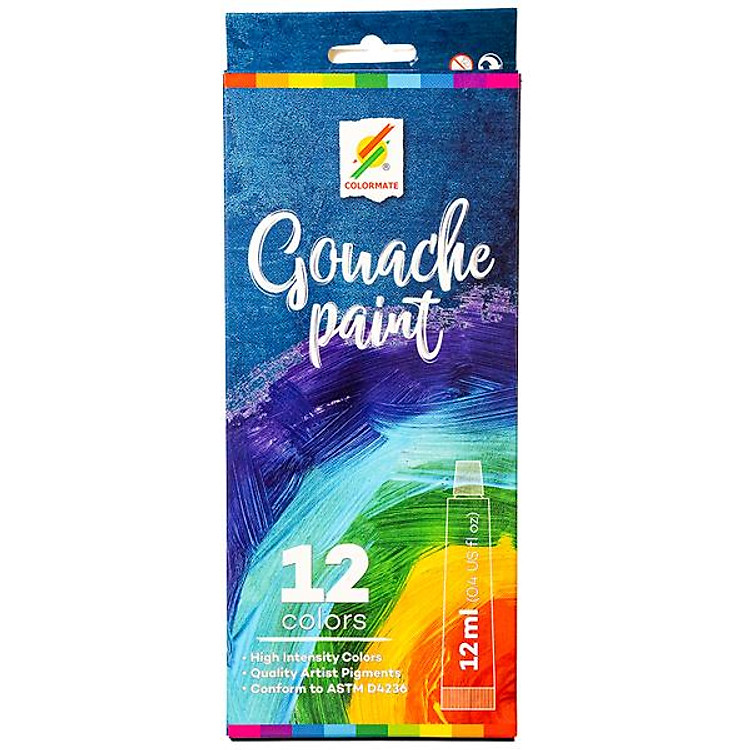 Hộp Màu Vẽ Gouache Colormate (12 tuýp, 12 ml)