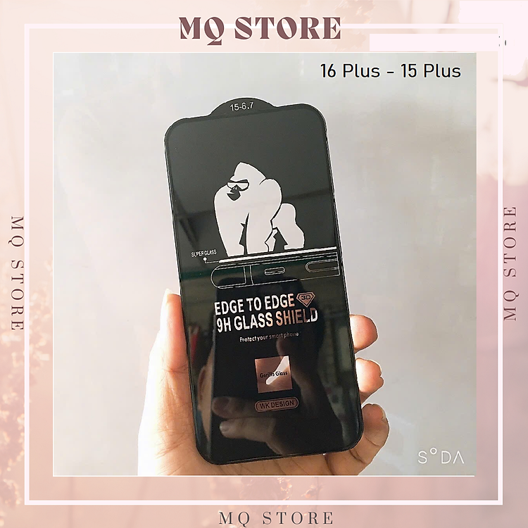 Kính cường lực cho iPhone 16 Pro Max, 16 , 16 Plus, 16 Pro trong suốt full màn hình ( hàng chính hãng)
