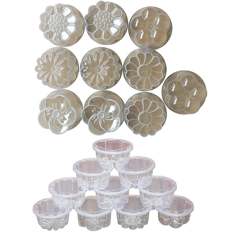 Combo 20 Khuôn Làm Rau Câu Bánh Flan 6,5cm Có Nắp Đậy Hình Hoa Đẹp Mắt