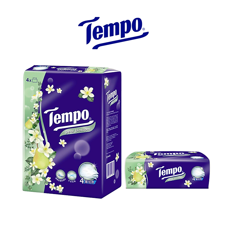 Combo 2 Lốc Khăn Giấy Gói Rút Tempo Hương Hoa Lê (Lốc 4 Gói)