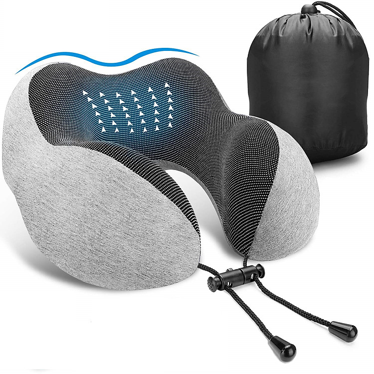 Gối Chữ U Văn Phòng, Du Lịch, Tựa Đầu Ô Tô, Máy Bay. Chất Liệu Memory Foam Bảo Vệ Chống Mỏi Cổ (Màu Xám Ghi)