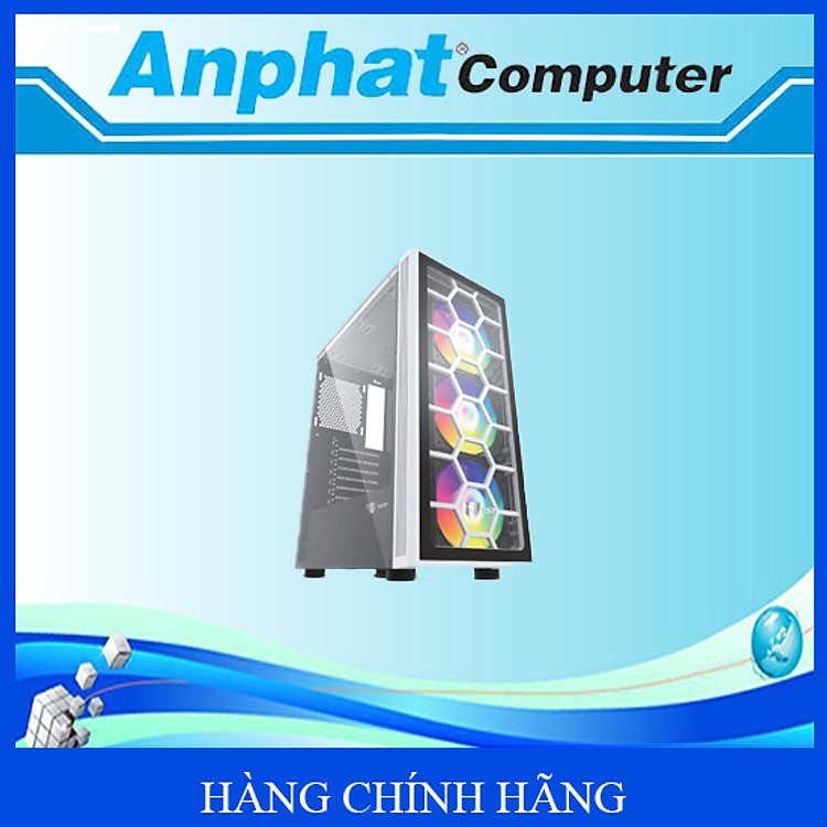 Vỏ máy tính CASE VSP GAMING FA05 (Trắng + 4 Fan LED) - Hàng Chính Hãng