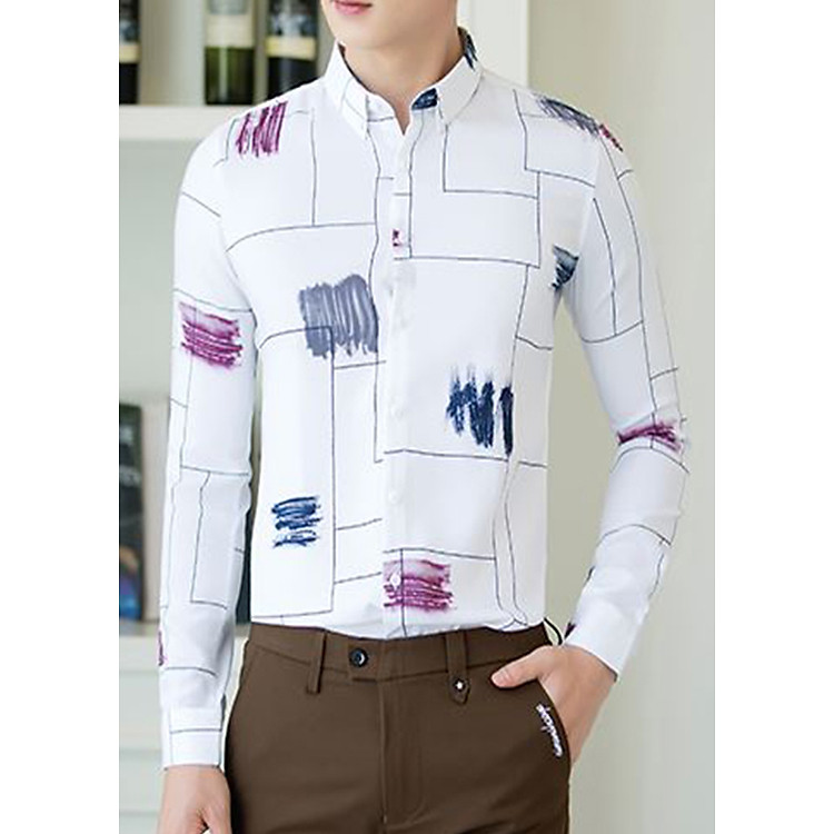 Áo Sơ Mi Nam 4Young In Họa Tiết SM7