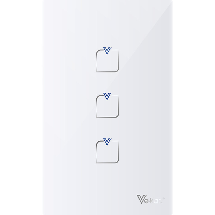 Công tắc cảm ứng thông minh 3 kênh (3 nút) Vekaz - Chính hãng - HCN kiểu đứng