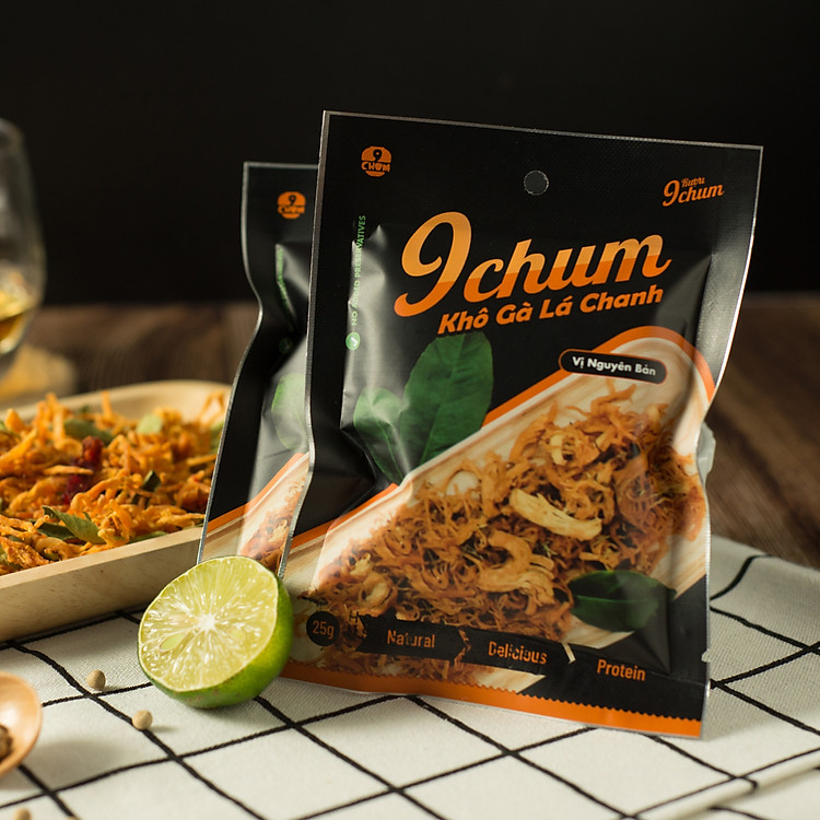 Khô gà lá chanh 9chum 25g/gói - Hương vị truyền thống Việt Nam - Món ngon chill cùng bạn bè