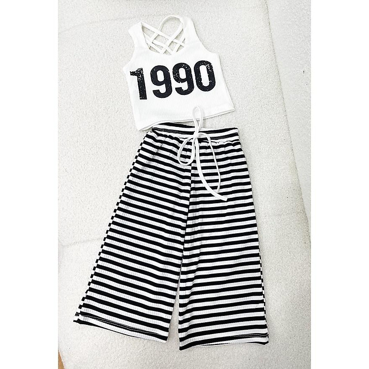 Quần áo bé gái, set đồ bộ cho bé gái quần ống suông phối áo ba lỗ đan dây sành điệu từ 20-40kg hàng thiết kế