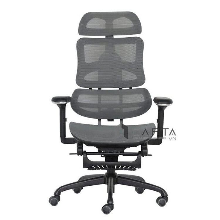 Ghế công thái học CR4308-M Nội thất Capta.vn Ghế ngồi làm việc tại nhà lưng lưới có gác chân cao cấp tay nhựa chữ T màu đen chân xoay thép sơn tĩnh điện Ergonomic Chair
