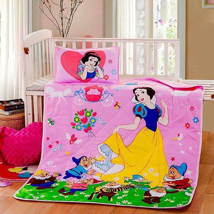 BỘ CHĂN GỐI CHO BÉ - CÔNG CHÚA BẠCH TUYẾT - MÀU HỒNG