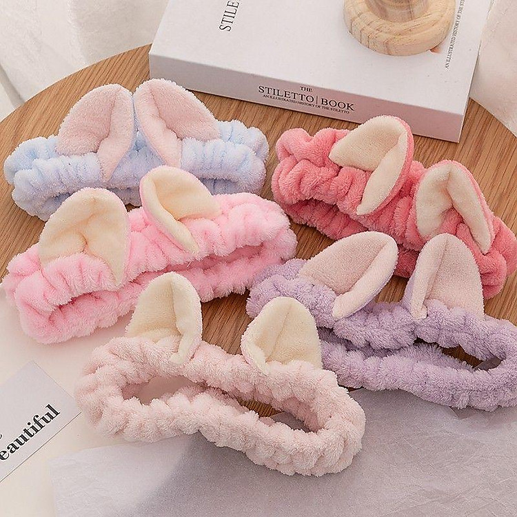 Băng Đô Cài Tóc Rửa Mặt Tai Mèo , Băng Đô Cài Tóc Tai Thỏ co giãn dành cho các bạn Nữ