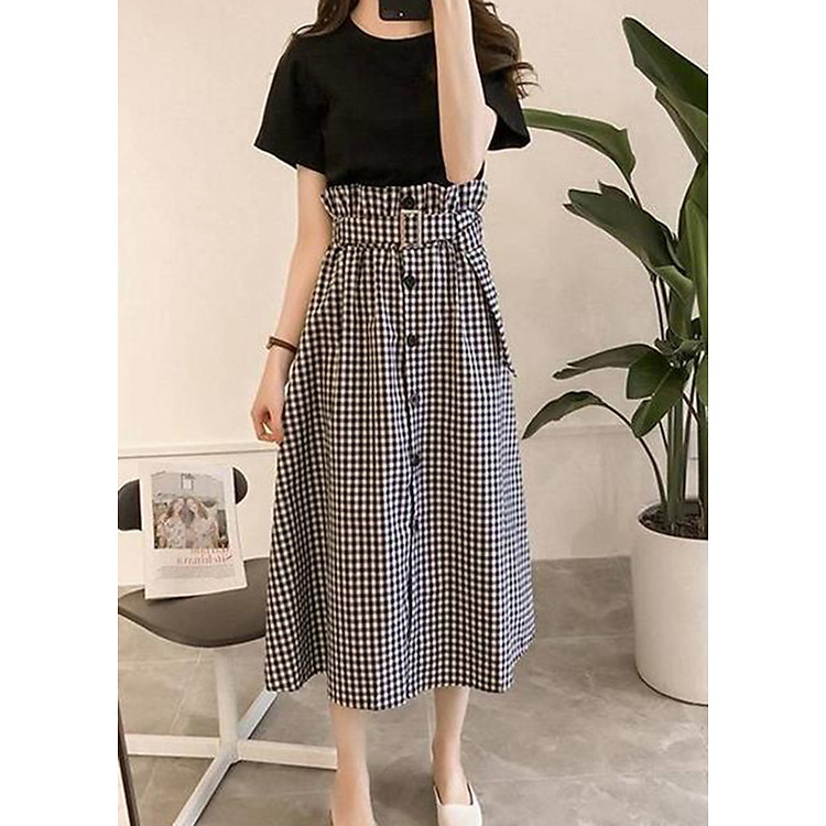 Bộ áo thun và chân váy kèm belt D-LAH08
