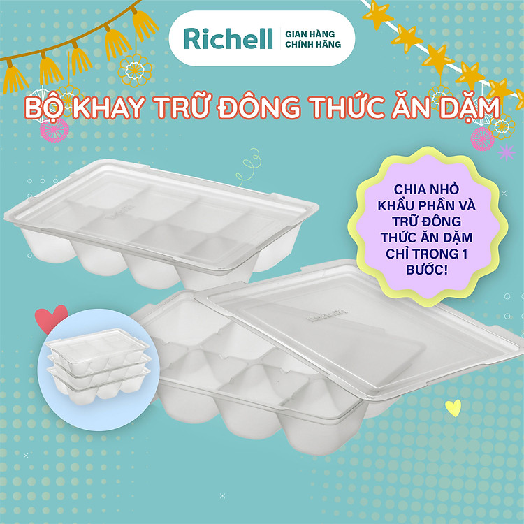 Bộ khay trữ đông thức ăn Richell Chính hãng Ưu đãi