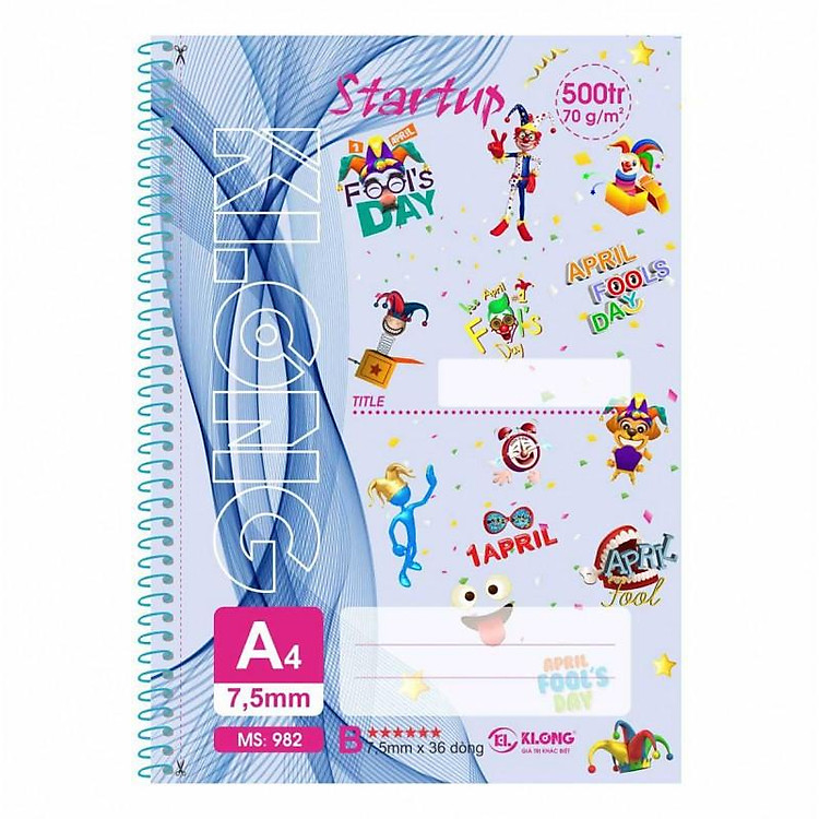 Sổ Kẻ Ngang Lò Xo Đơn Xé Startup KLONG A4 (500 trang) - Ảnh 3