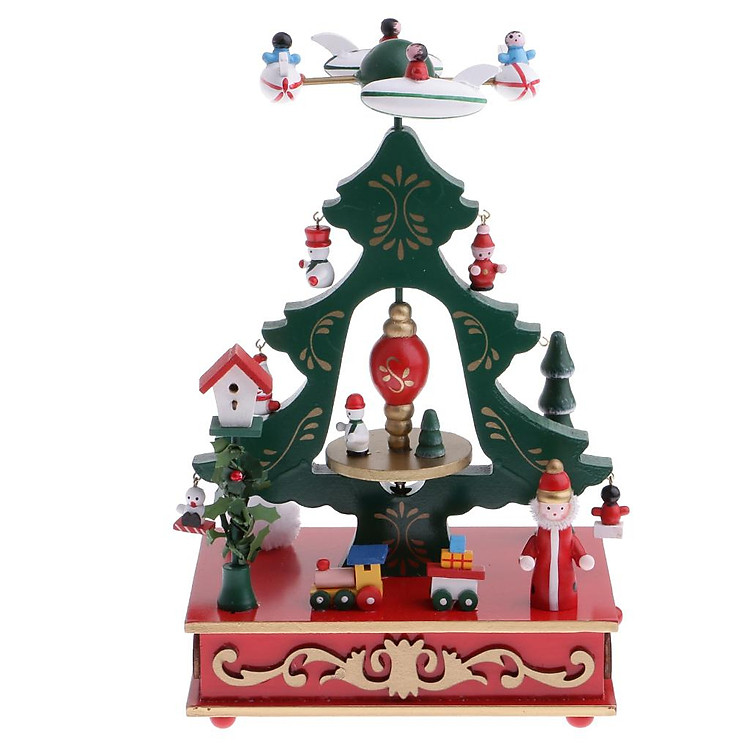 Toy Music Box Christmas Tree w/ Snowman Wind Up Musical Toy Xmas Christmas Party