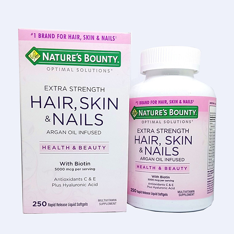 Viên uống Nature’s Bounty Hair, Skin & Nails – Đẹp Da Chắc Tóc Hộp 250 viên