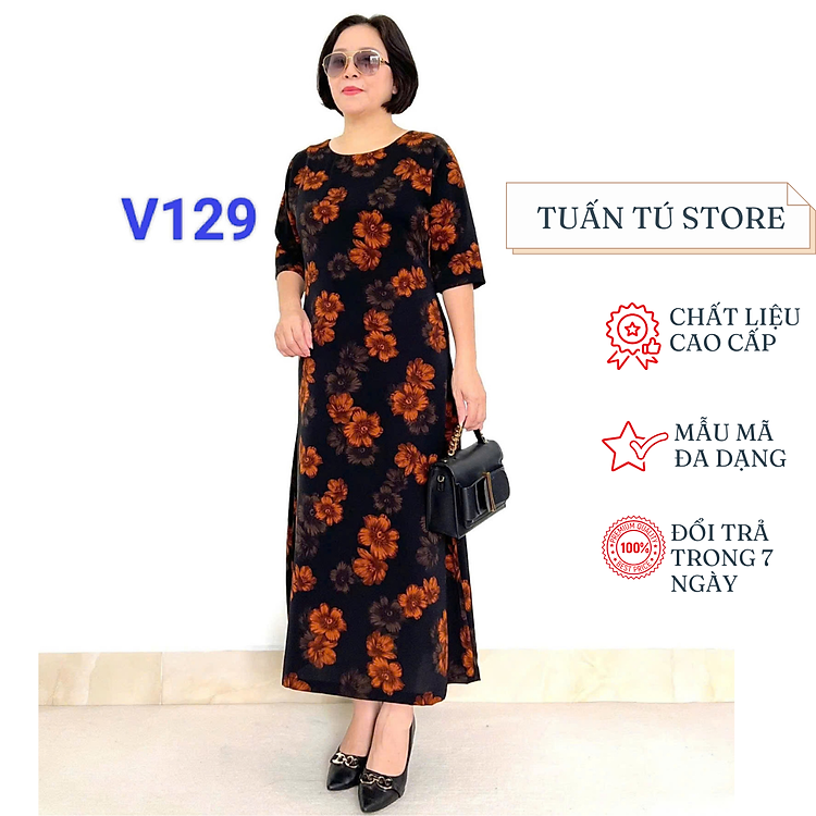 Váy Trung Niên Cho Mẹ Chất Liệu Lụa Tuyết Thiết Kế Thời Trang Sành Điệu Phù Hợp Cho Mẹ Đi Chơi Đi Tiệc - Tuấn Tú Store