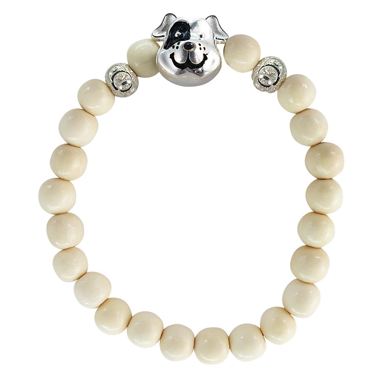 Vòng tay dâu tằm charm chó đốm bạc - Mihababy - CHARM_CHO_BAC