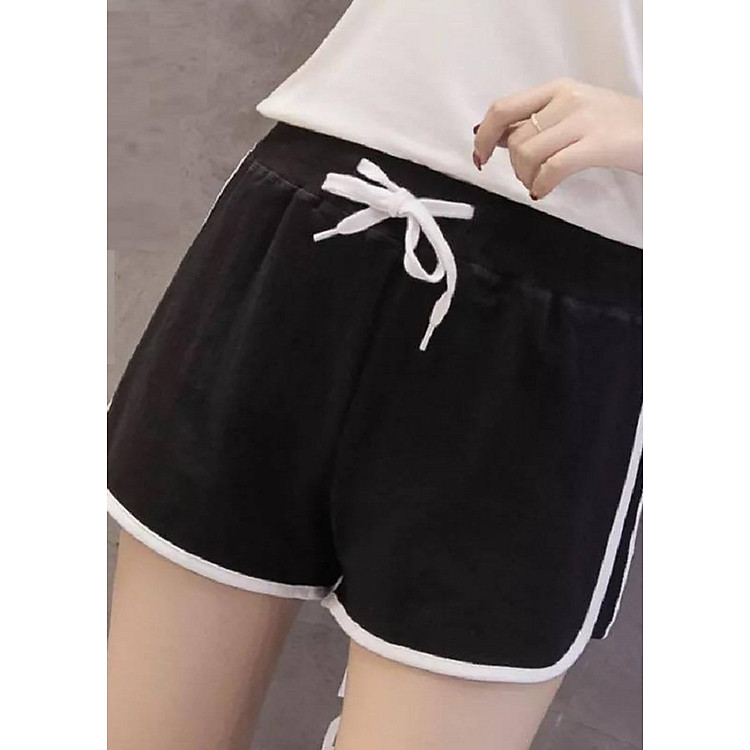 Quần sooc thun nữ nơ đính cạp