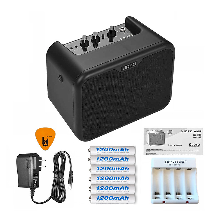 Ampli Đàn Electric Guitar Joyo MA-10E 10W - Nguồn, 6 Cục Pin Sạc, Bộ Sạc Pin - Chính hãng (Loa Amply Nhạc Cụ Mộc Khuếch Đại Âm Thanh Amplifier) - Kèm Móng Gảy DreamMaker
