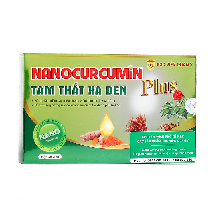 Nanocurcumin Tam Thất Xạ Đen Học Viện Quân Y PLUS (Hộp xanh 30 Viên)
