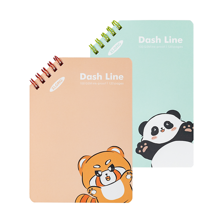 Set 2 sổ Dash Line lò xo kép chéo 120 trang A6 Klong MS961 / Sổ tay kẻ ngang 961