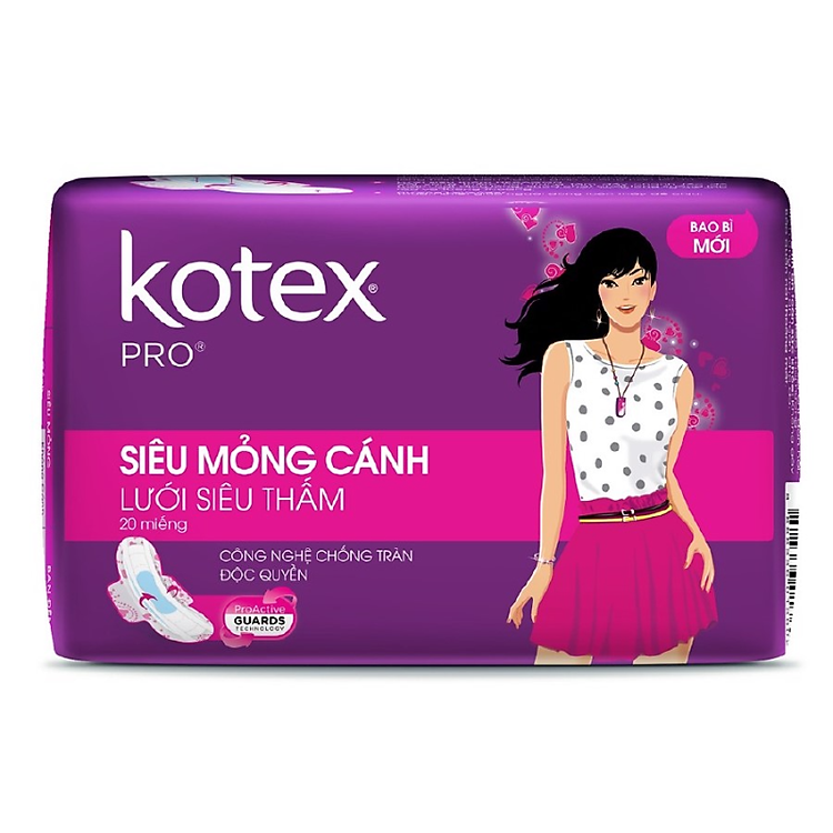 Băng vệ sinh Kotex Pro Tulip siêu mỏng cánh 20 miếng - 13602