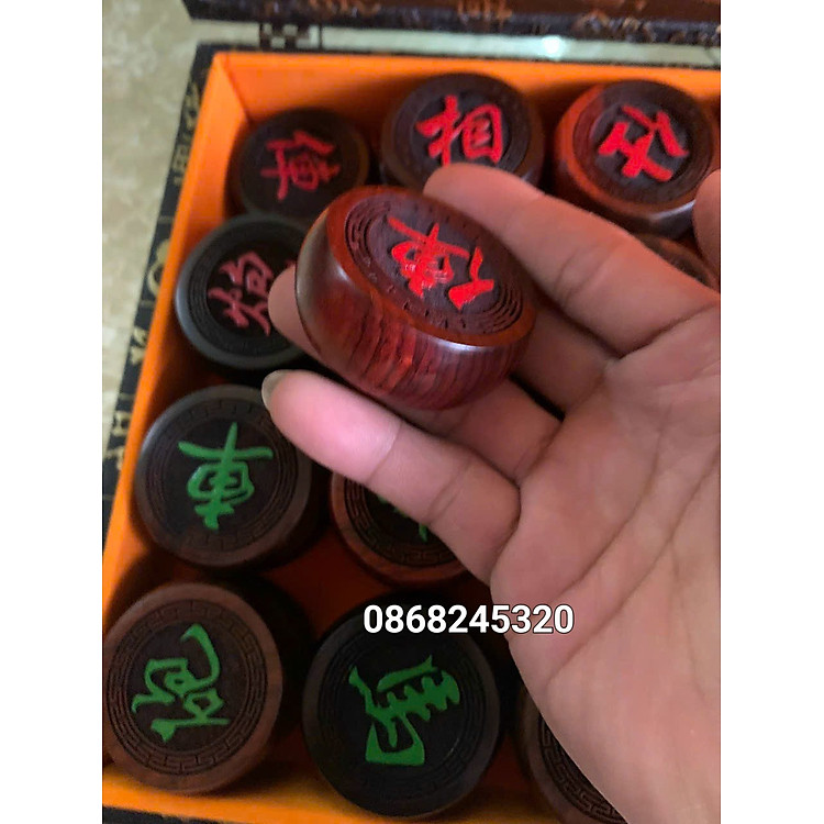 Quân cờ tướng gỗ trắc + hộp Chính hãng Giá rẻ - Hình ảnh 5
