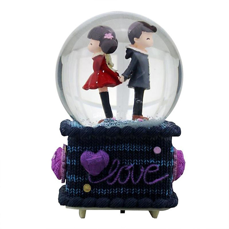 Hộp nhạc quả cầu thủy tinh cặp tình nhân - Love