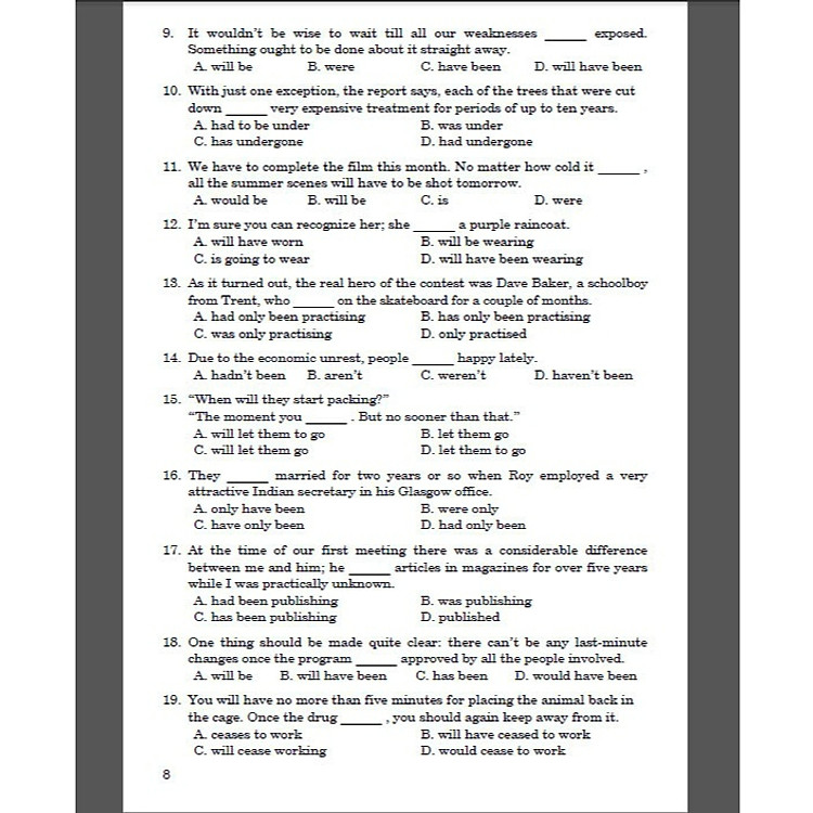 Câu Hỏi Trắc Nghiệm Chuyên Đề Ngữ Pháp Tiếng Anh Tài Liệu Ôn Thi THPT Quốc Gia - Ảnh 3