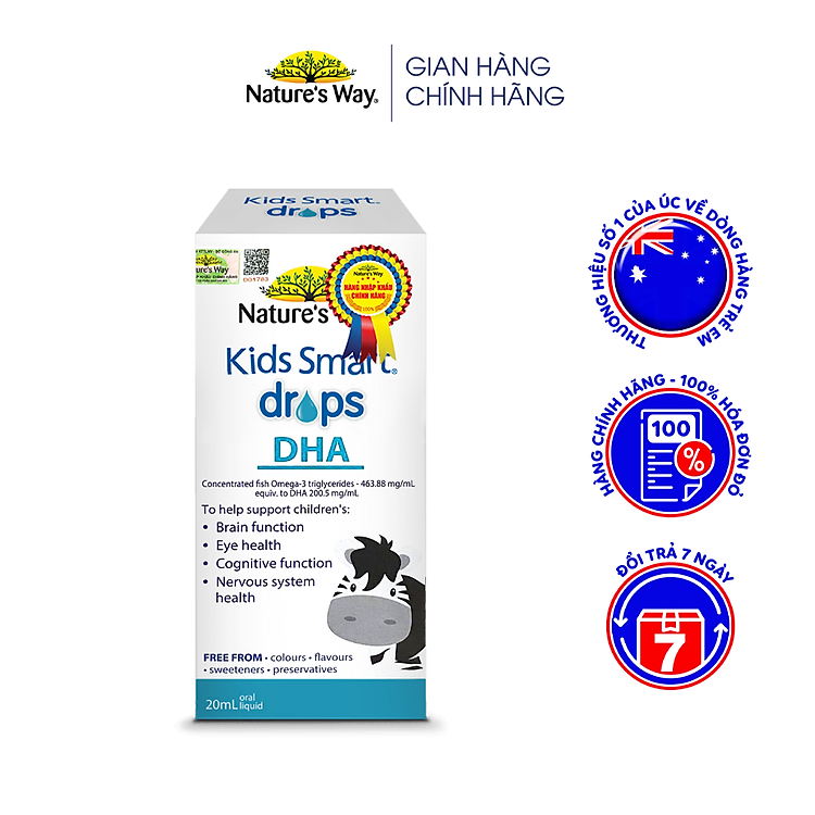 Siro Uống Nature's Way Kids Smart Drops DHA Dạng Giọt Giúp Tăng IQ, Phát Triển Não Bộ Cho Bé 20ml