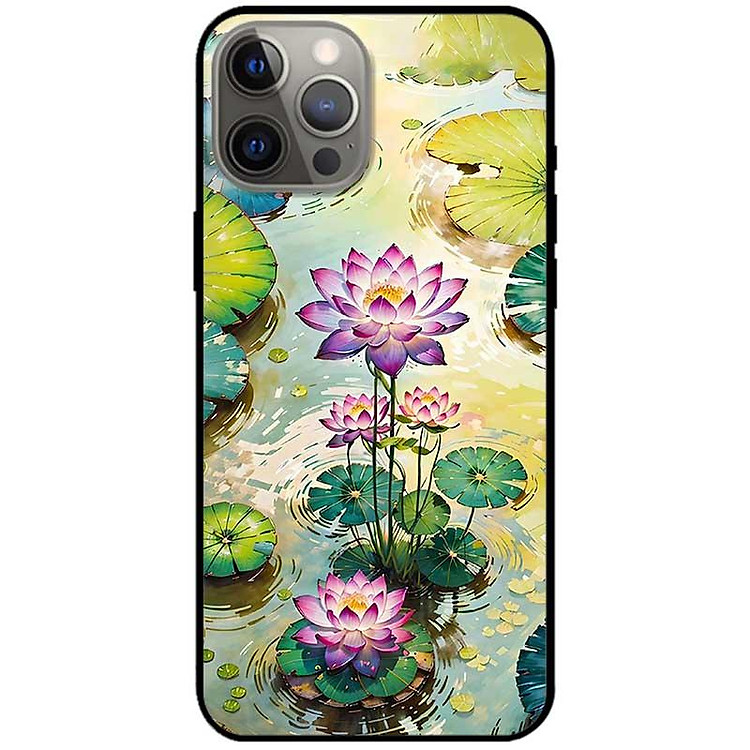 Ốp lưng dành cho Iphone 12 - 12 Pro - 12 Pro Max - 13 Mini - 13 - 13 Pro - 13 Pro Max - Sen Tím Đẹp - Hàng Chính Hãng