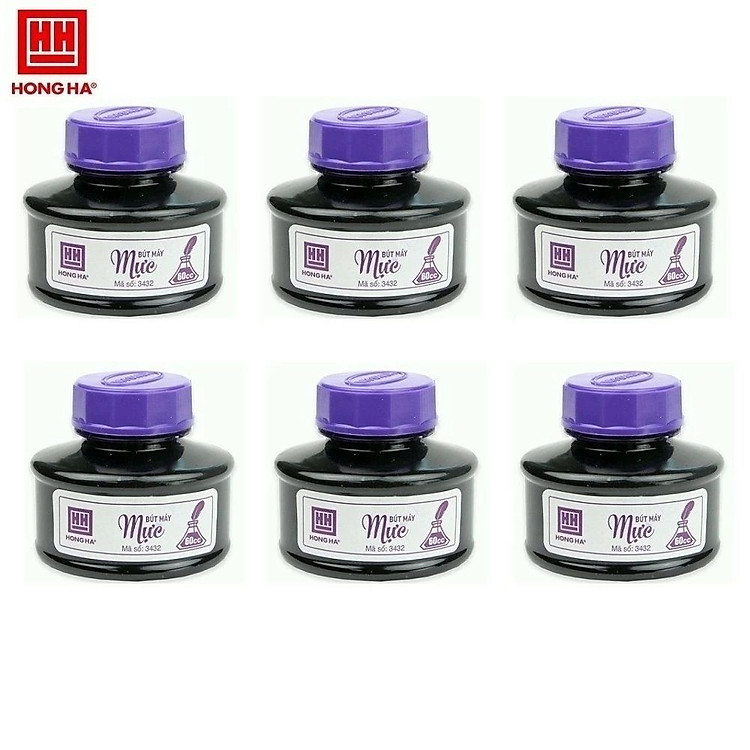 Lốc 6 lọ mực bút máy Hồng Hà 3432 / 3457 - Mực dùng cho các bút mực