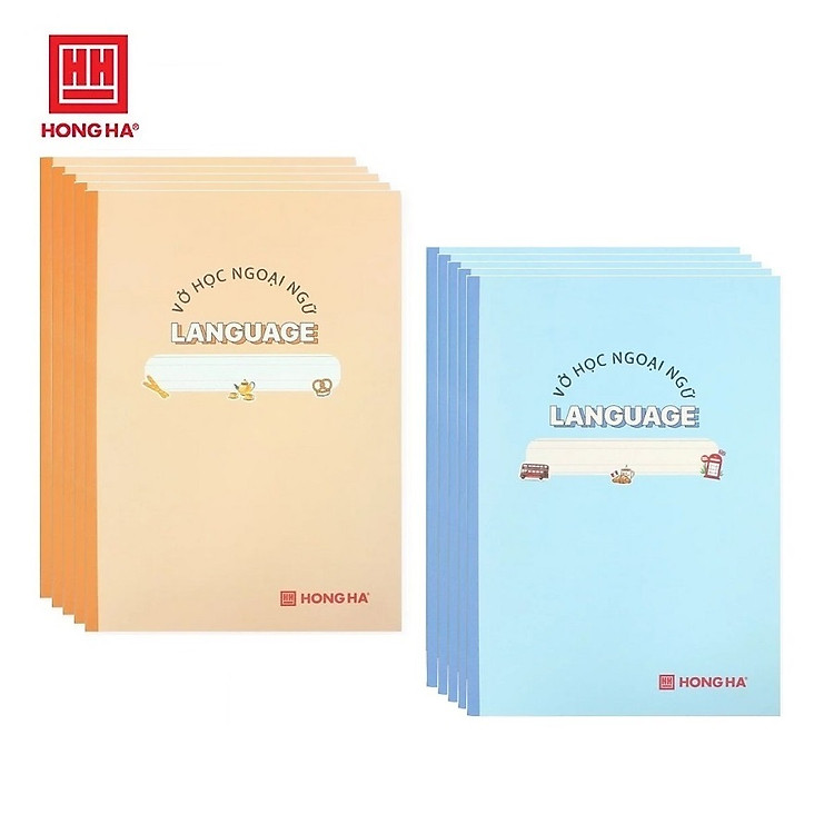 Lốc 5 vở Study Language 1464 / 1465 Tập sinh viên Hồng Hà học (tiếng Anh-Đức-Nga-Pháp)