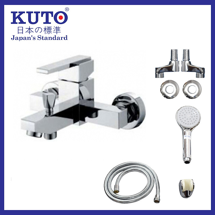Bộ sen vòi tắm nóng lạnh bằng đồng mạ Crome cao cấp - thiết bị vệ sinh KUTO Nhật Bản