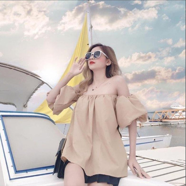 Áo nữ - áo bẹt vai nữ tay phồng thời trang