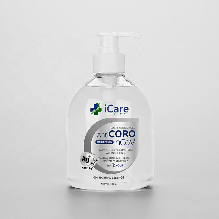 Gel rửa tay khô iCare Pharma - Anti Coro nCoV - Nano Bạc - Chai 500ml