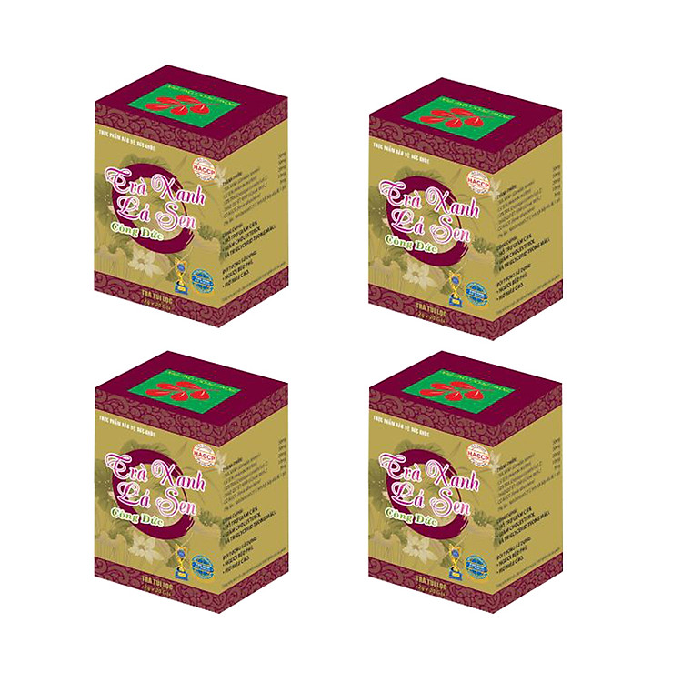 Combo 4 hộp Trà xanh lá sen Công Đức, hỗ trợ giảm mỡ, cholesterol trong máu