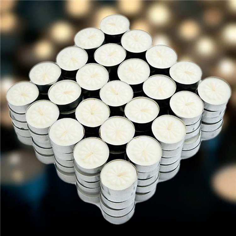 Nến tealight 100 viên không mùi dày 1.1cm cháy từ 2h-2h30 | Bio Aroma