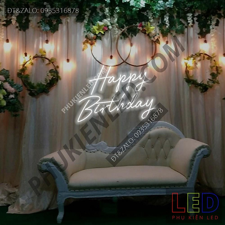 Đèn Led Neon Chữ Happy Birthday cực chất - Happy Birthday Neon Sign - Đèn Led Neon Trang Trí