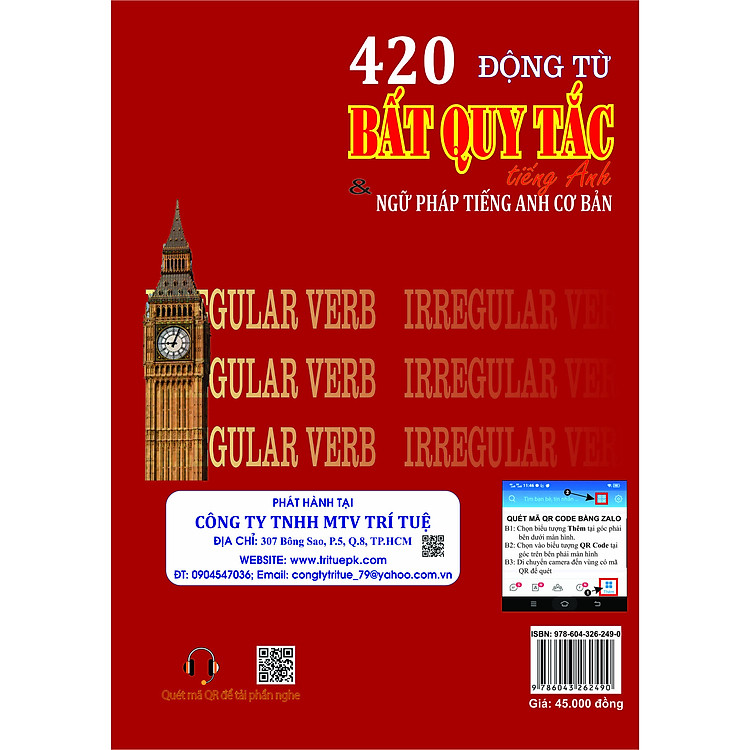 420 Động từ Bất Quy Tắc tiếng Anh & Ngữ Pháp tiếng Anh Cơ Bản