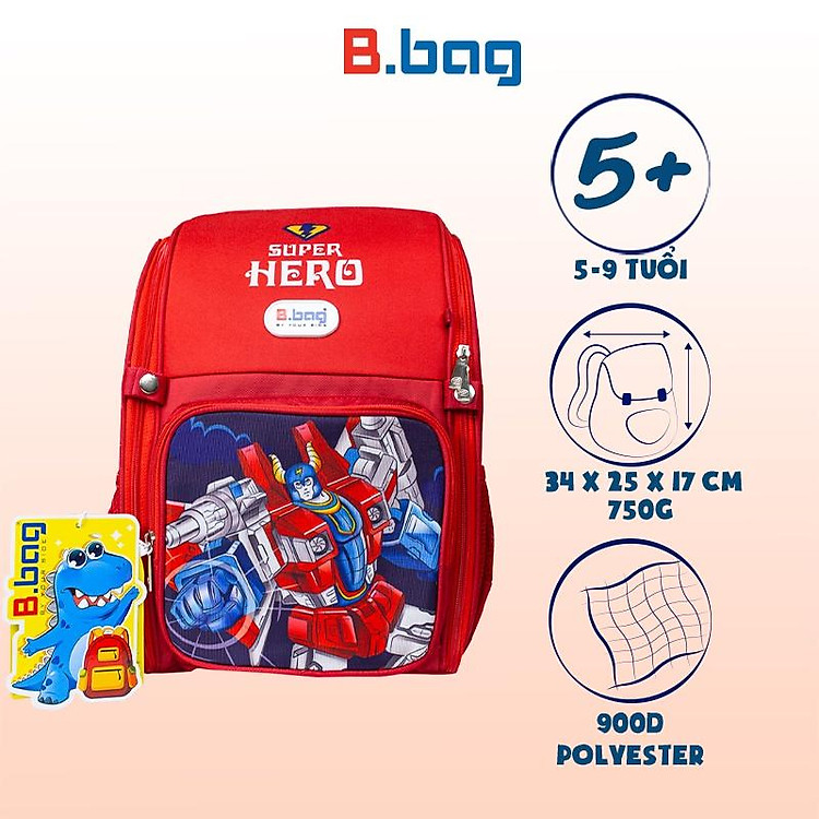 Balo B.bag Chống Gù Adventure Box-Super Hero B-12-114 (Đỏ)