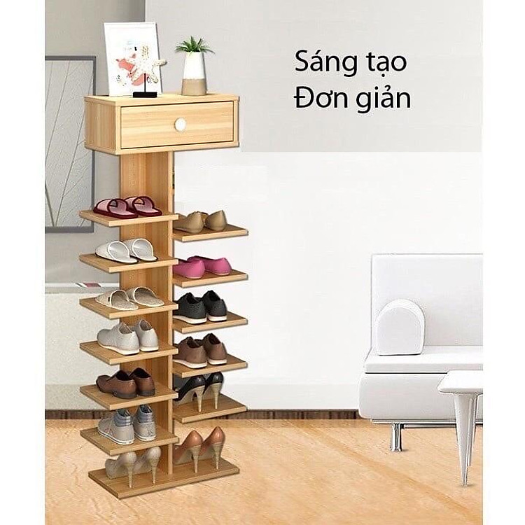 Kệ giày gỗ 7 tầng 14 ngăn, kệ giày cây