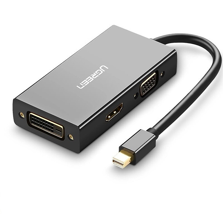 Bộ chuyển đổi Mini displayport sang HDMI/VGA/DVI màu đen Ugreen 20418MD114 Hàng chính hãng