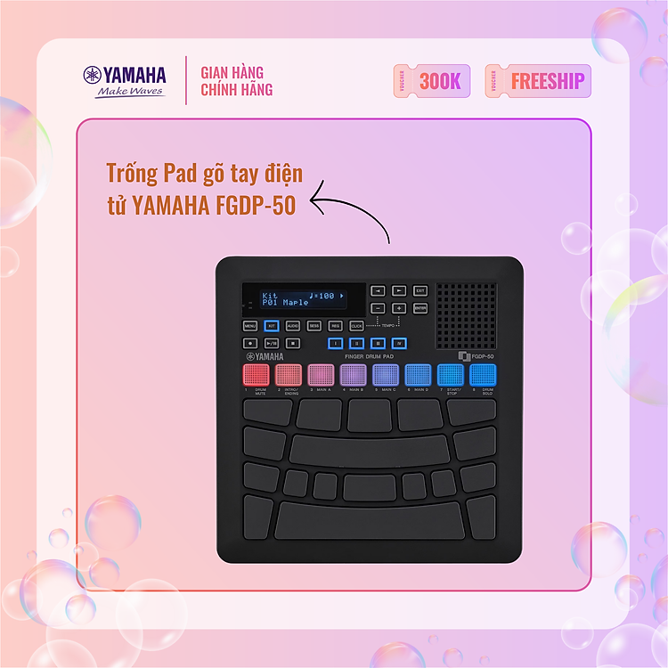 Trống Pad gõ tay điện tử YAMAHA FGDP-50 - Bảo hành chính hãng 12 tháng