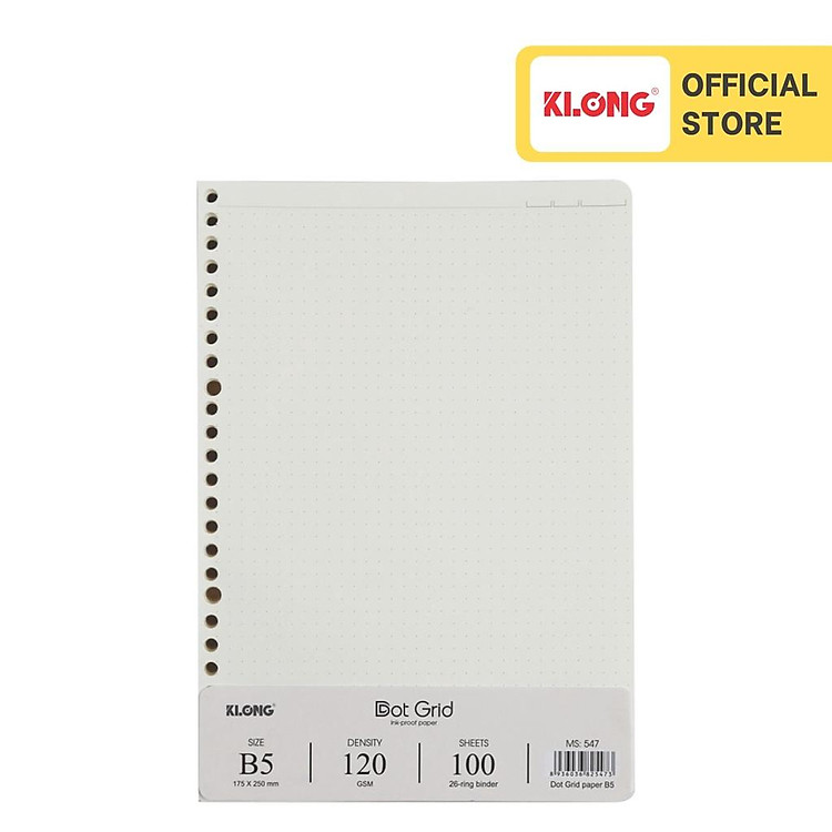 Ruột sổ còng Dot Grid KLONG B5 (100 tờ)