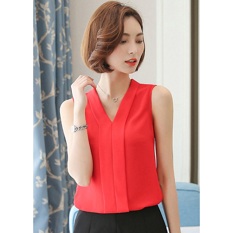 Áo sơ mi nữ không tay s16